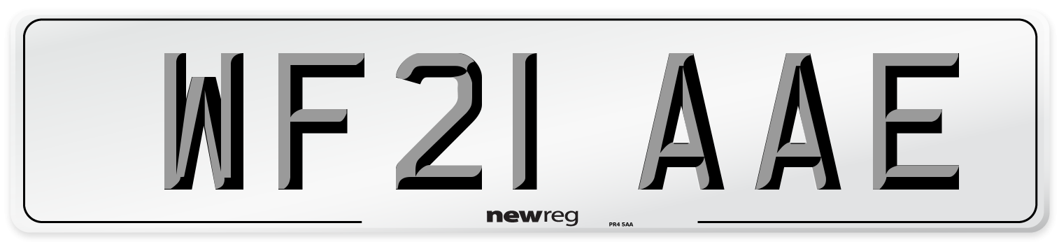 WF21 AAE Number Plate from New Reg